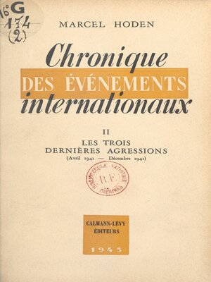 cover image of Chronique des événements internationaux (2)